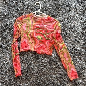 Vibrant Multicolor Long Sleeve Crop Top